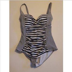 Torrid One Piece Swimsuit Black White Stripe